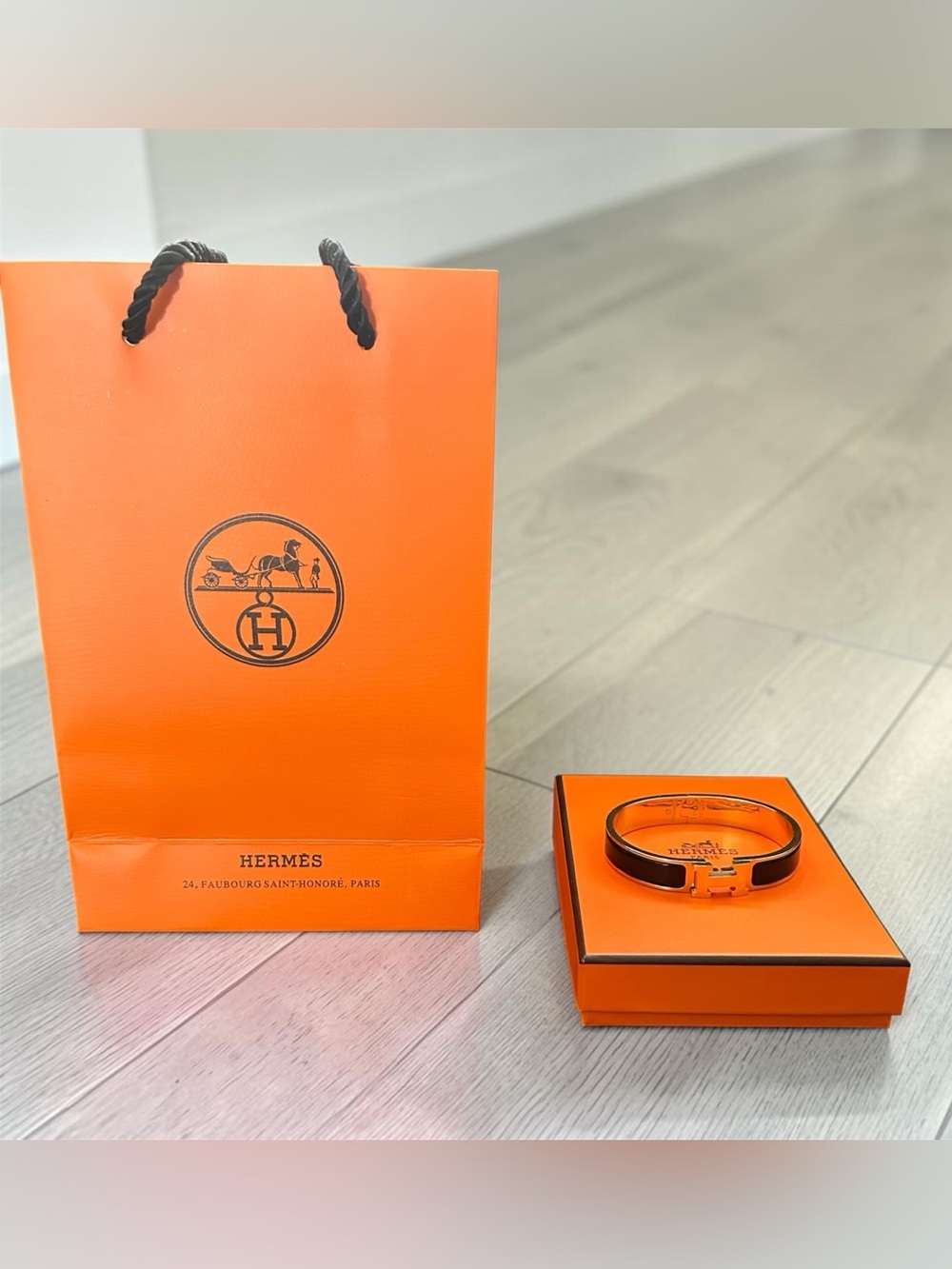 Hermes Black and Gold Clic H Bracelet